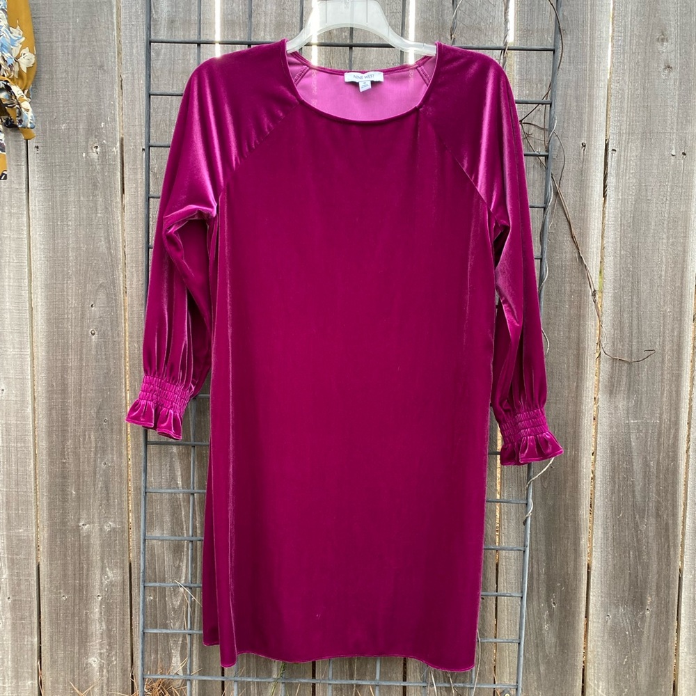 Nine West Magenta Long Sleeve Dress